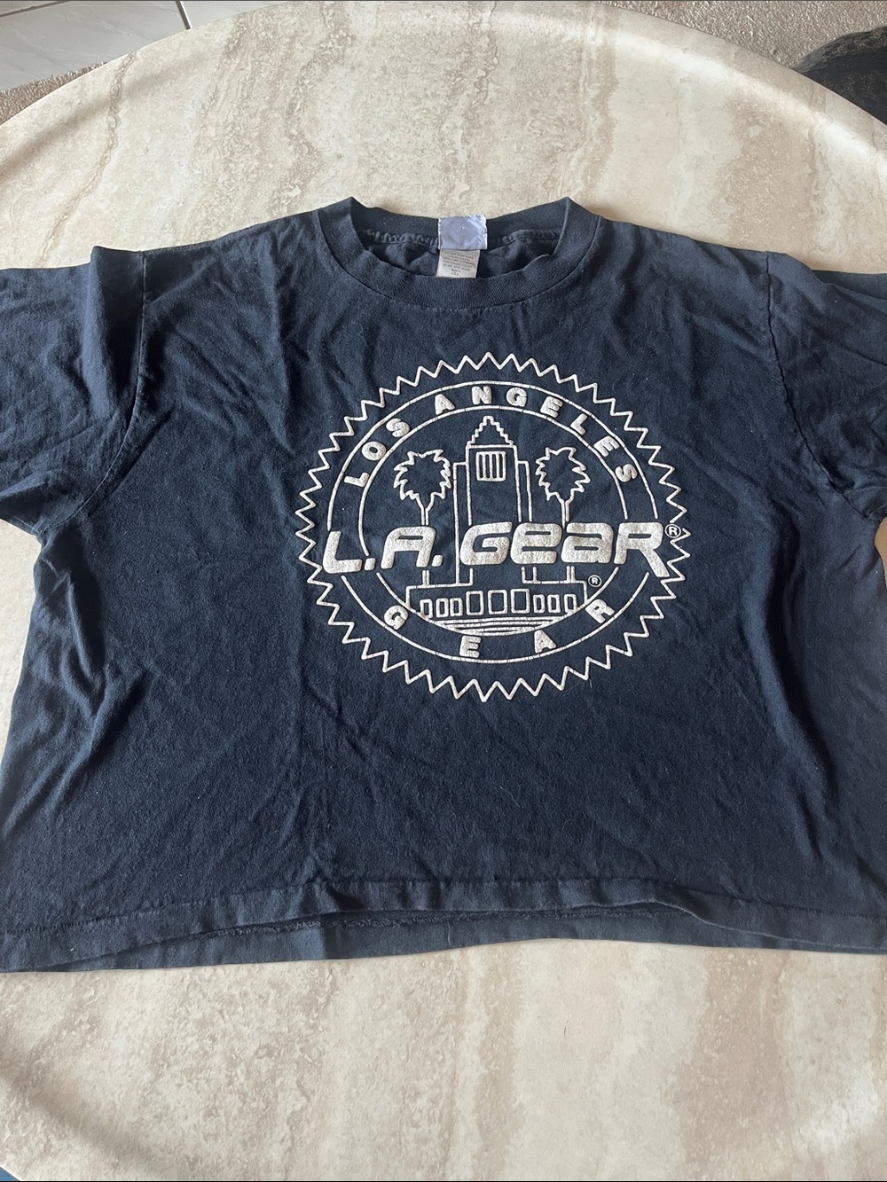 VINTAGE L.A. Gear Black Short Sleeve Tee with White Logo